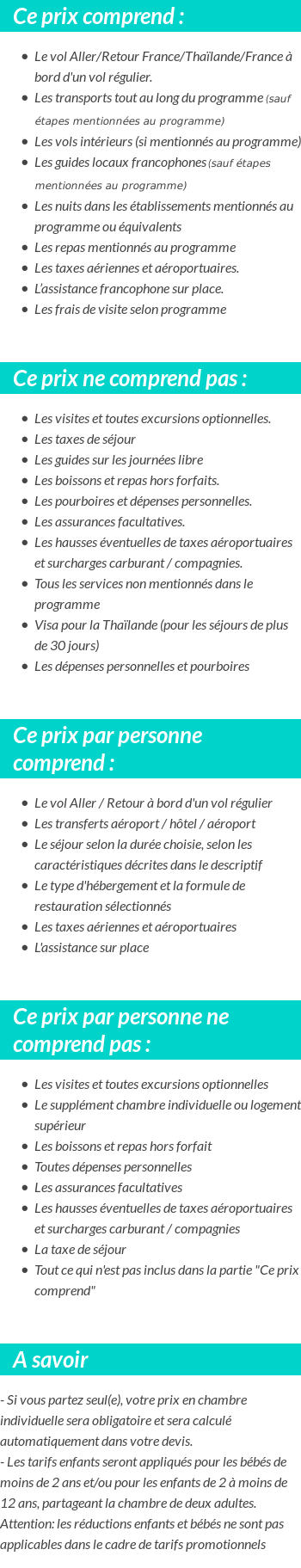 Conditions tarifaires