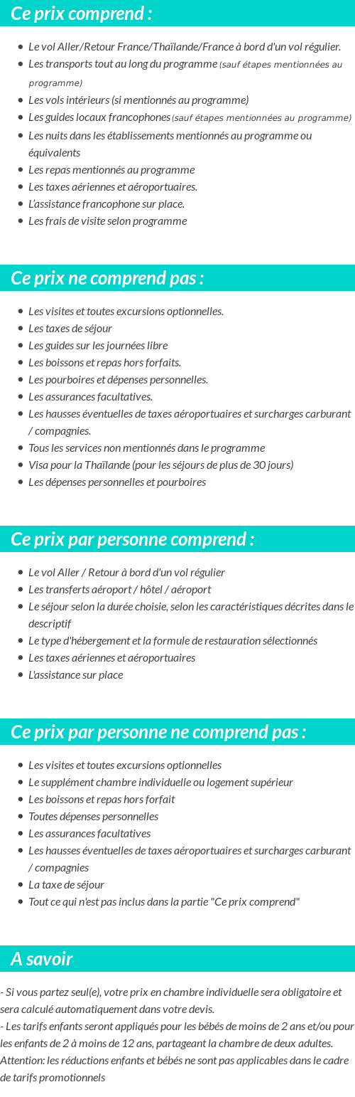 Conditions tarifaires