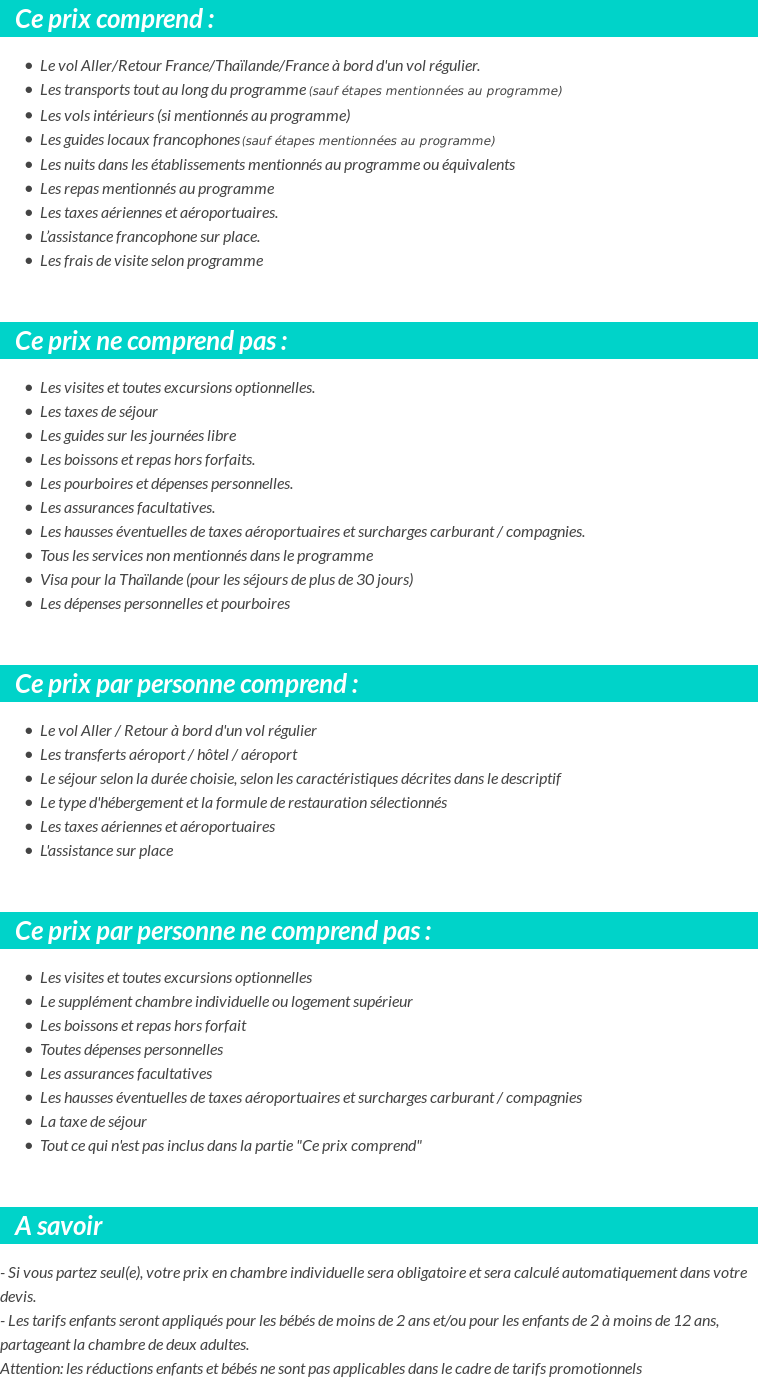 Conditions tarifaires