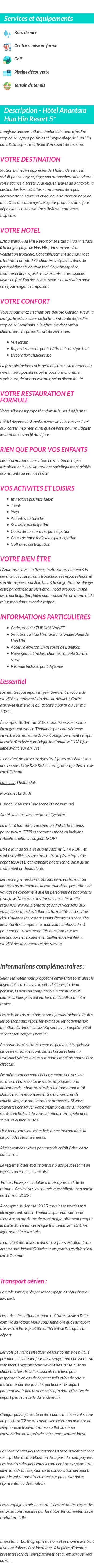 Détails du séjour