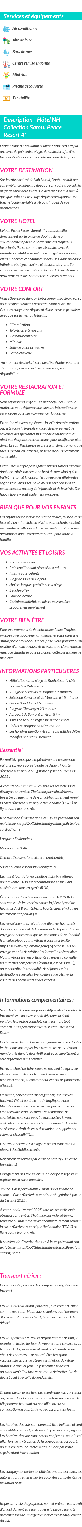 Détails du séjour