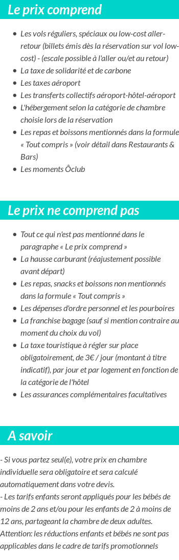 Conditions tarifaires