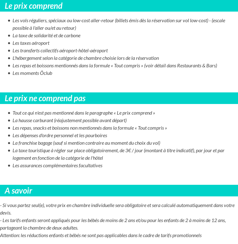 Conditions tarifaires