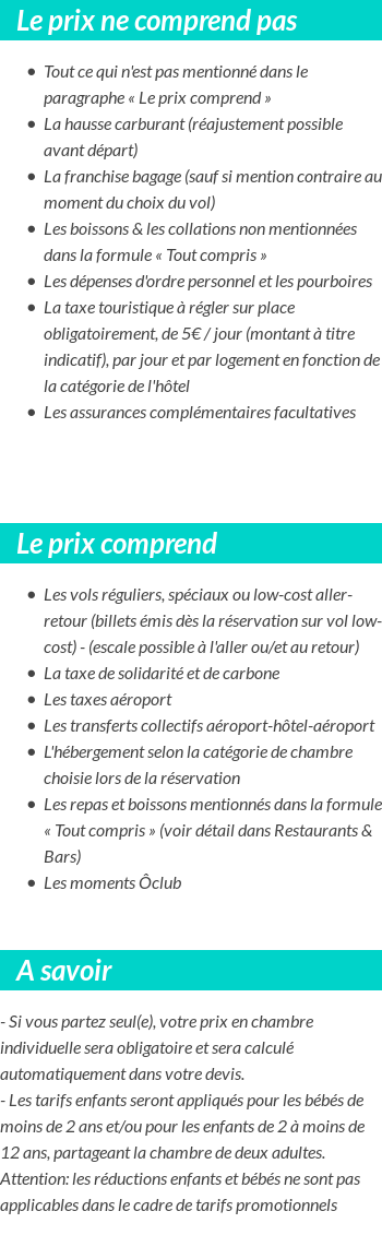 Conditions tarifaires