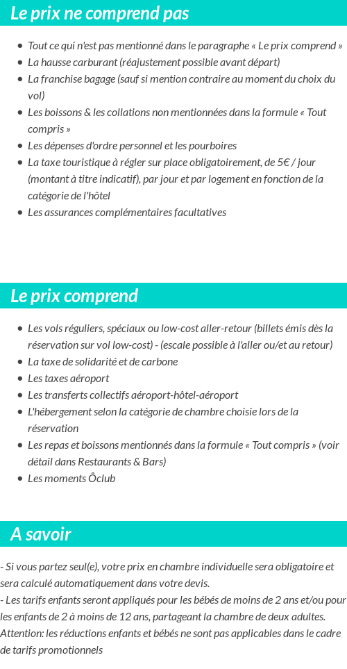 Conditions tarifaires