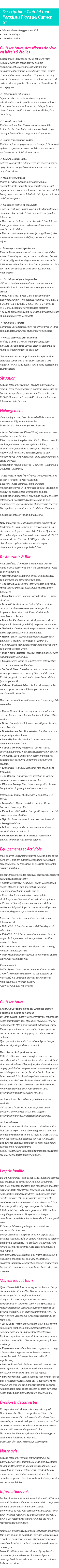 Détails du séjour