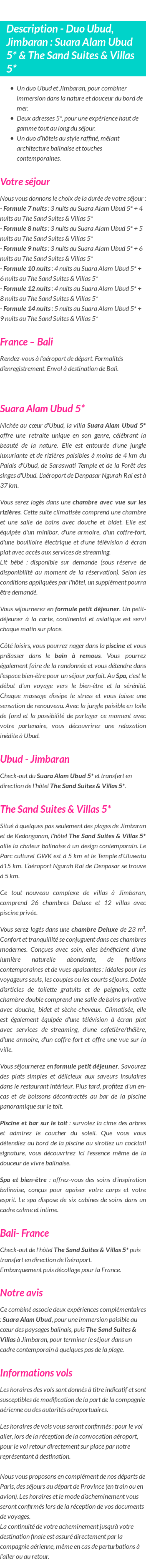 Détails du séjour