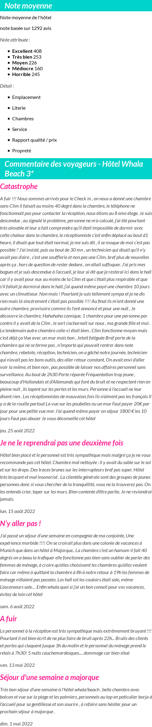 Avis clients