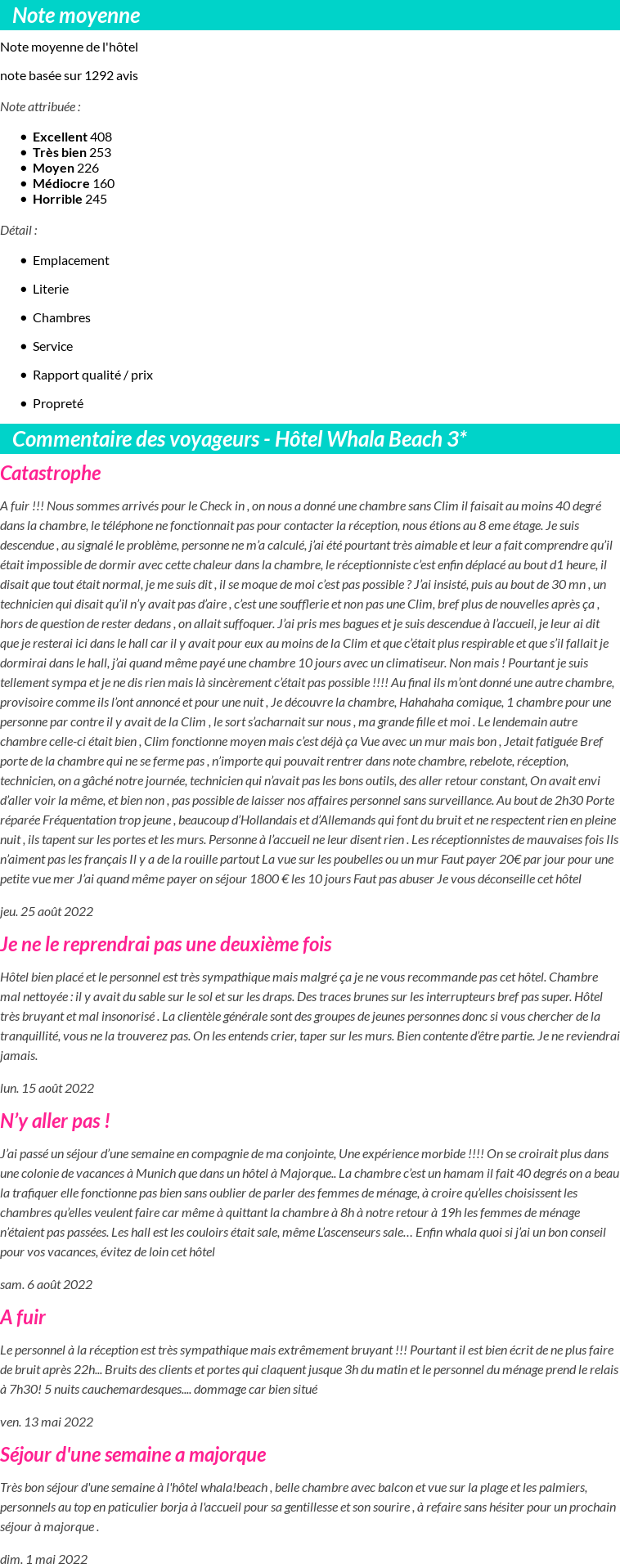 Avis clients