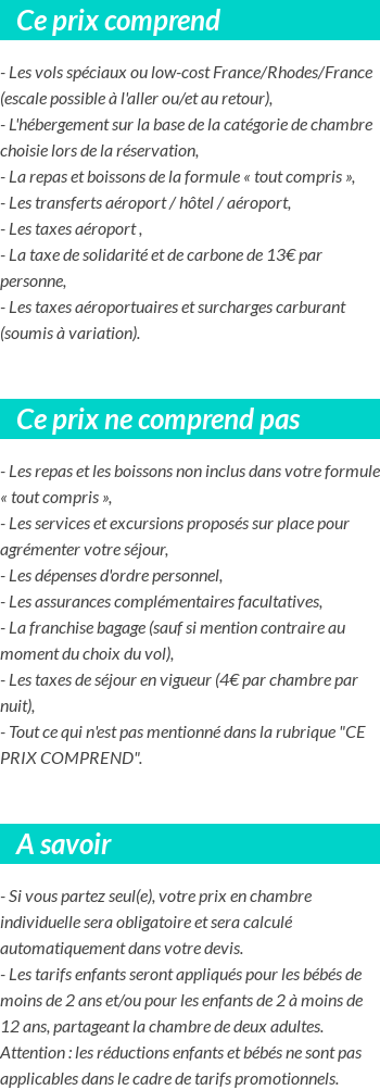 Conditions tarifaires