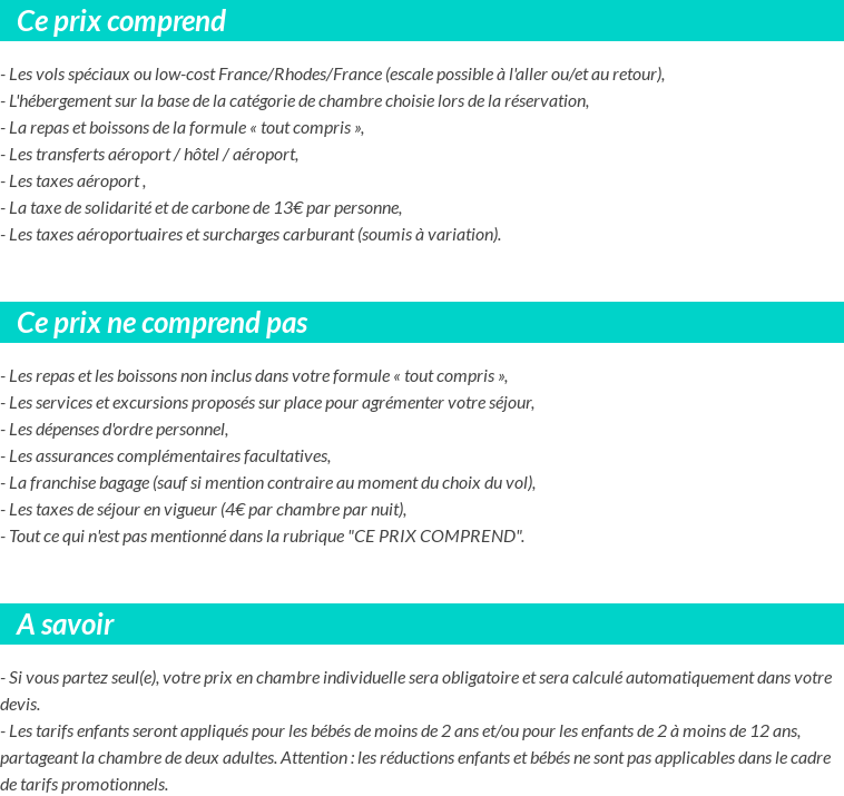 Conditions tarifaires