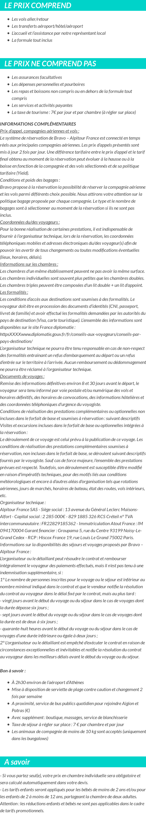 Conditions tarifaires