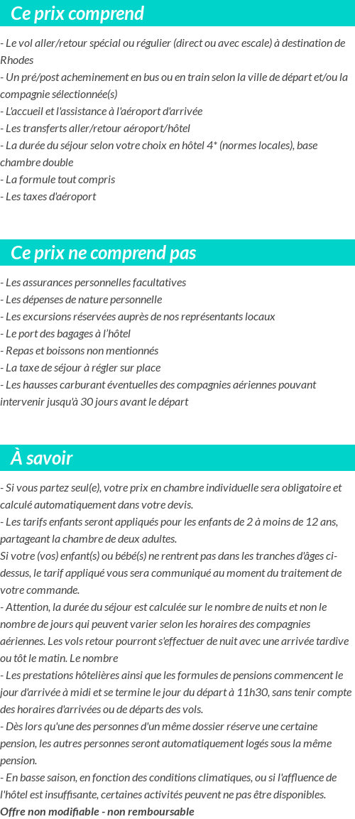 Conditions tarifaires