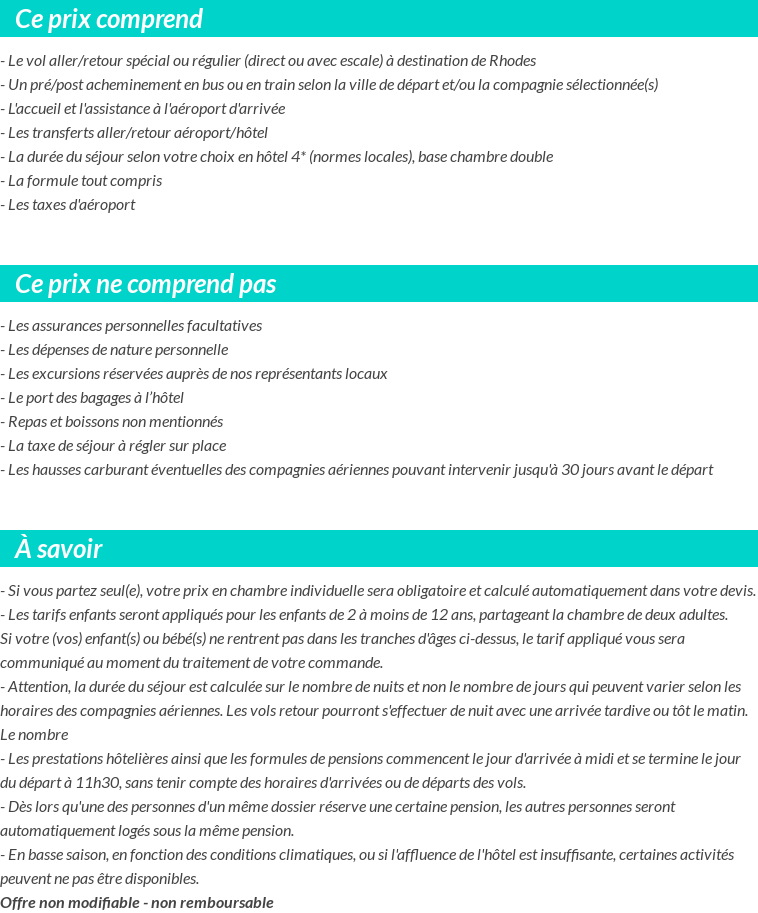 Conditions tarifaires