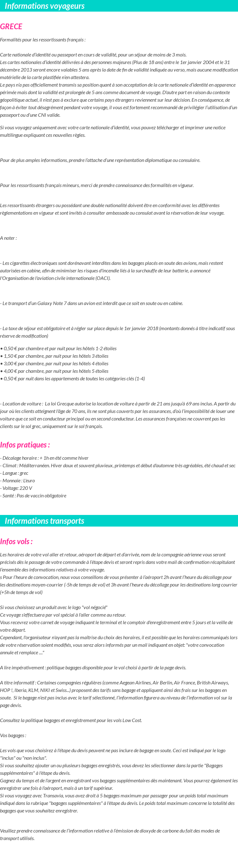 Formalités et infos voyageurs