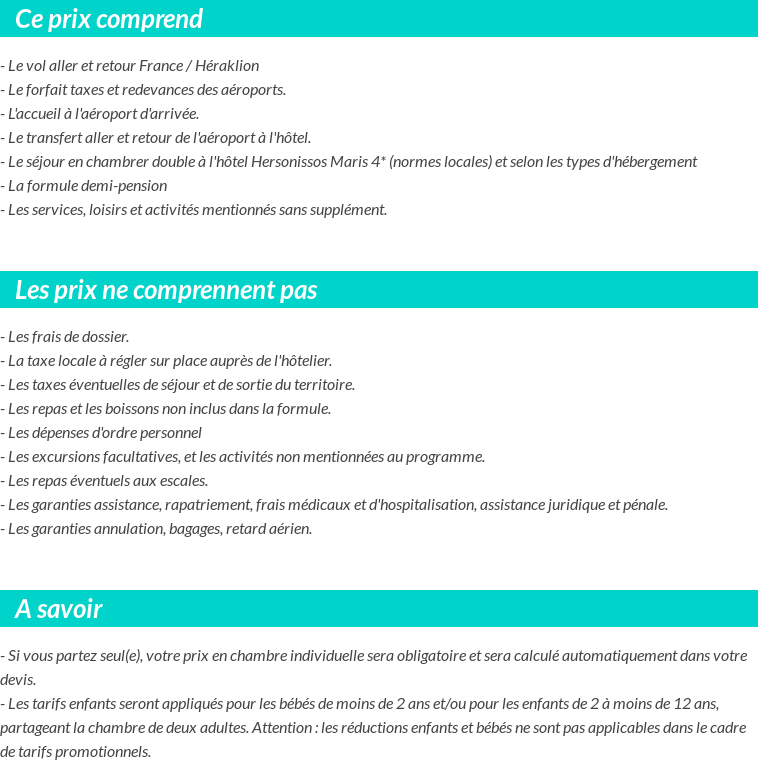 Conditions tarifaires