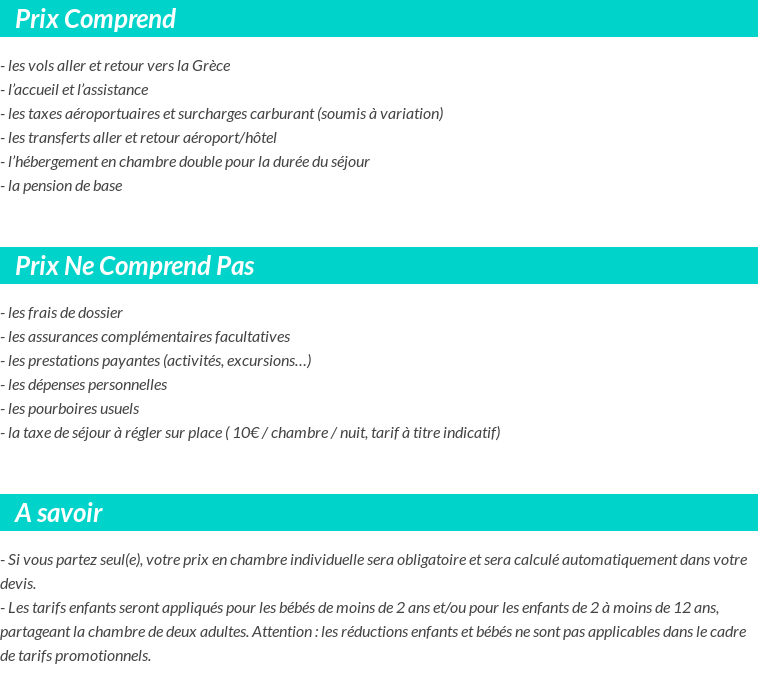 Conditions tarifaires