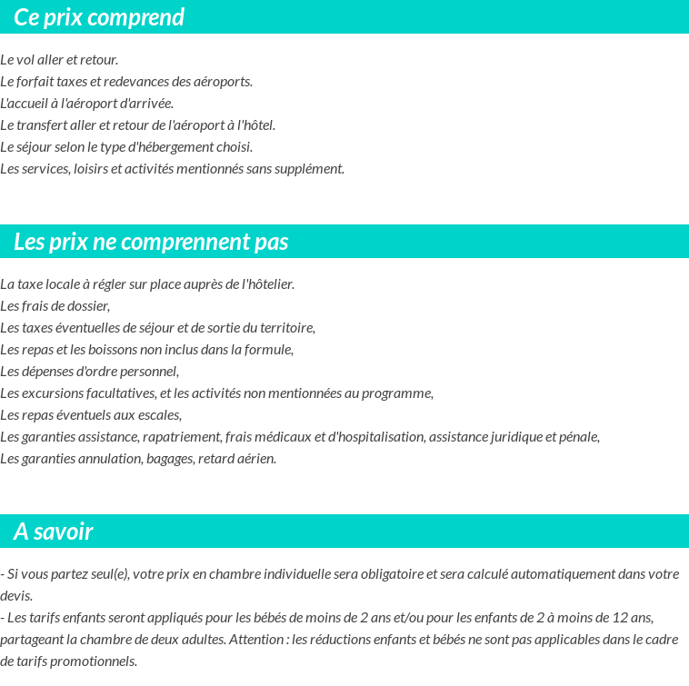 Conditions tarifaires