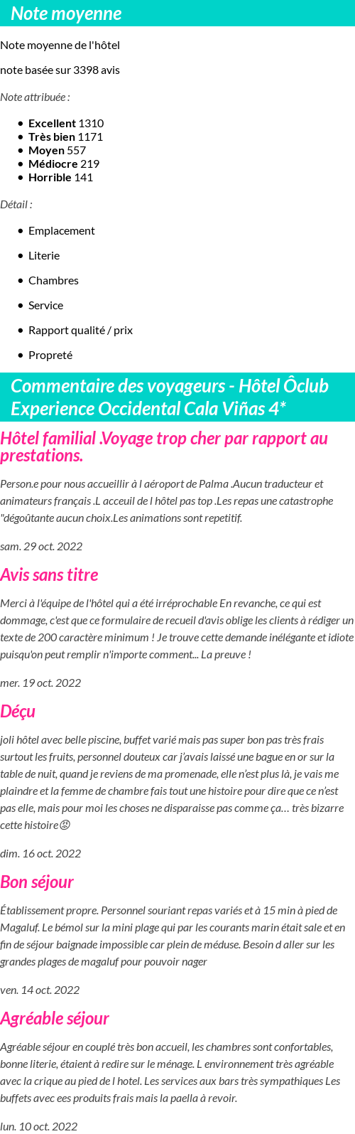Avis clients