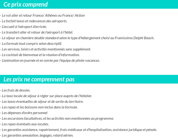 Conditions tarifaires