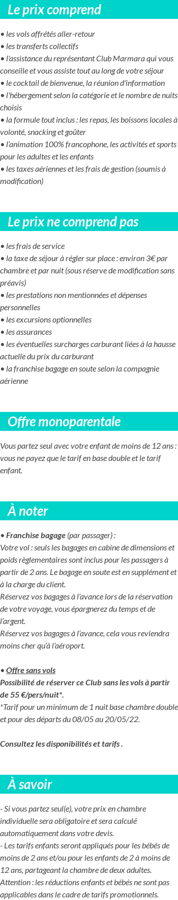 Conditions tarifaires