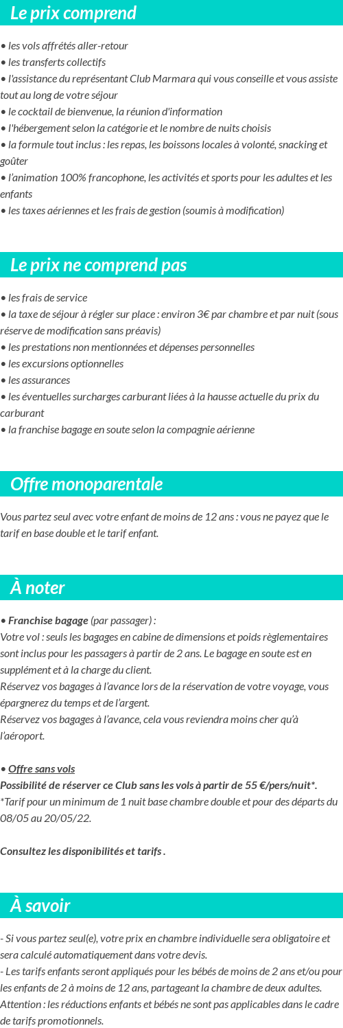 Conditions tarifaires