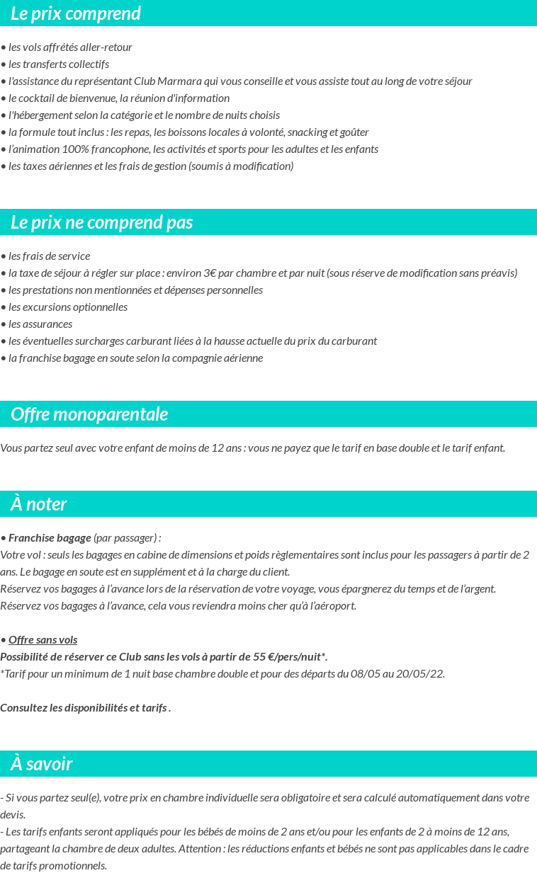 Conditions tarifaires