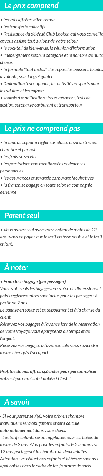 Conditions tarifaires