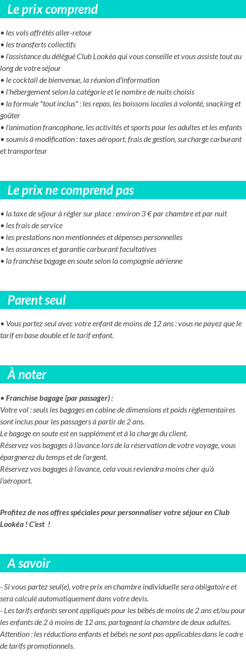 Conditions tarifaires