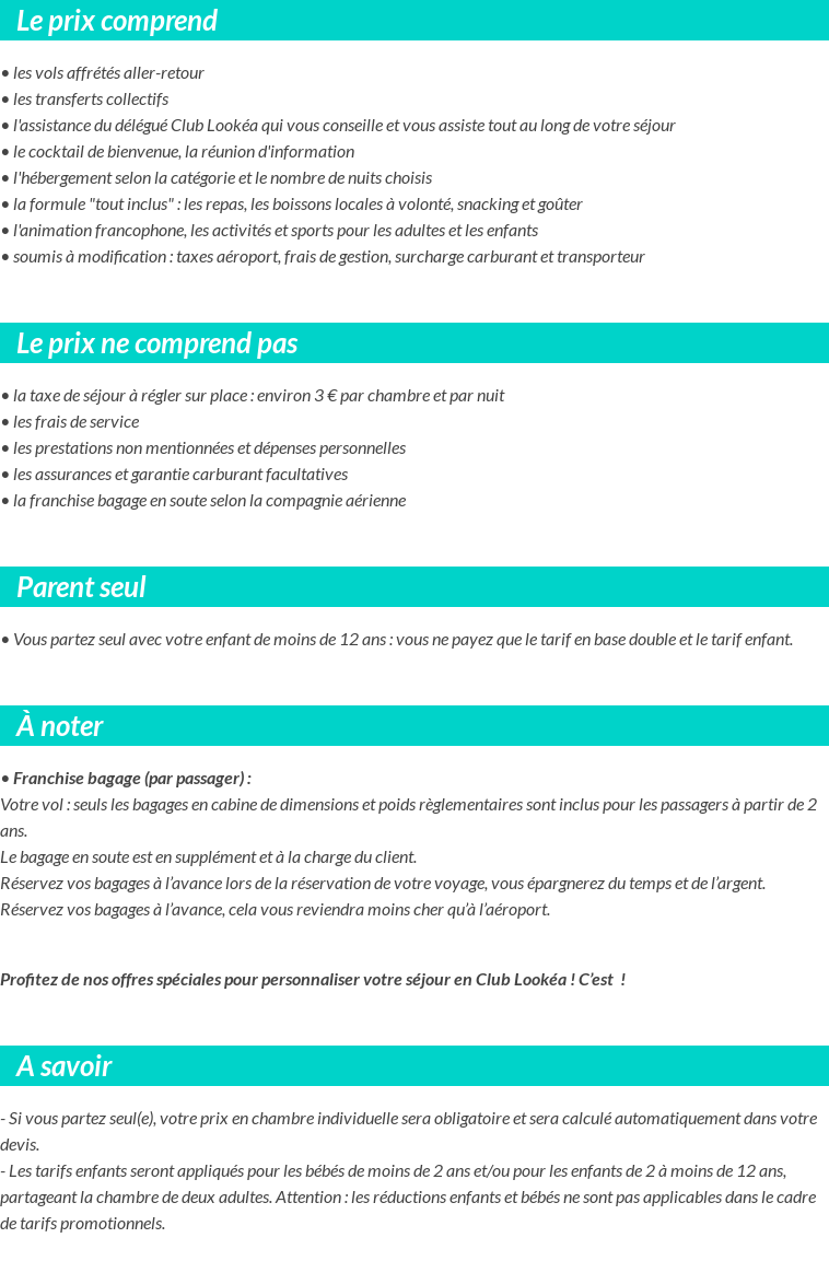 Conditions tarifaires