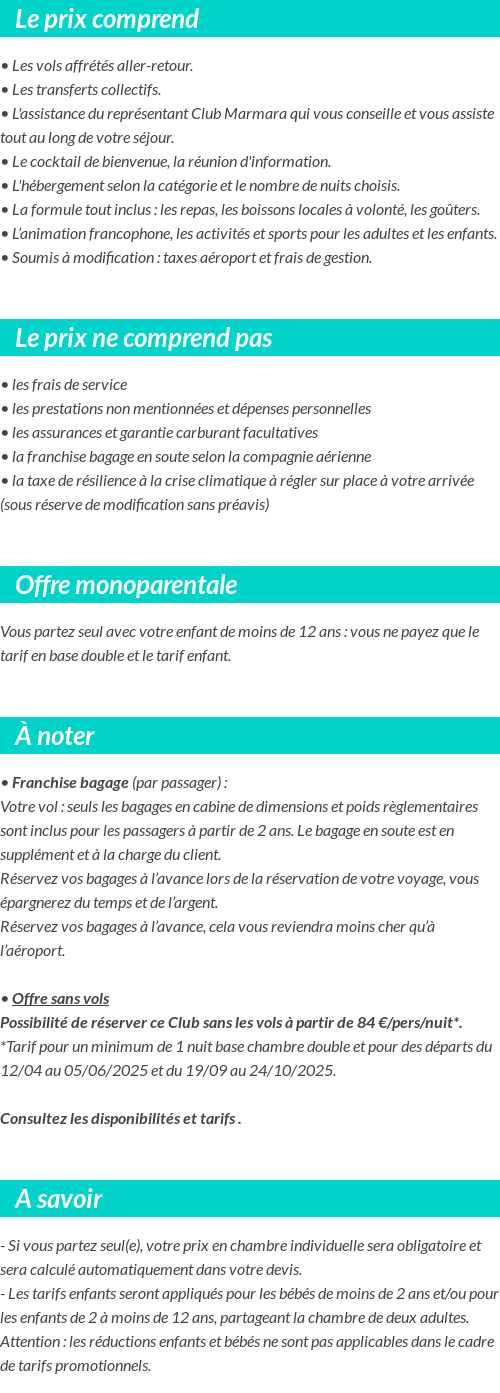 Conditions tarifaires