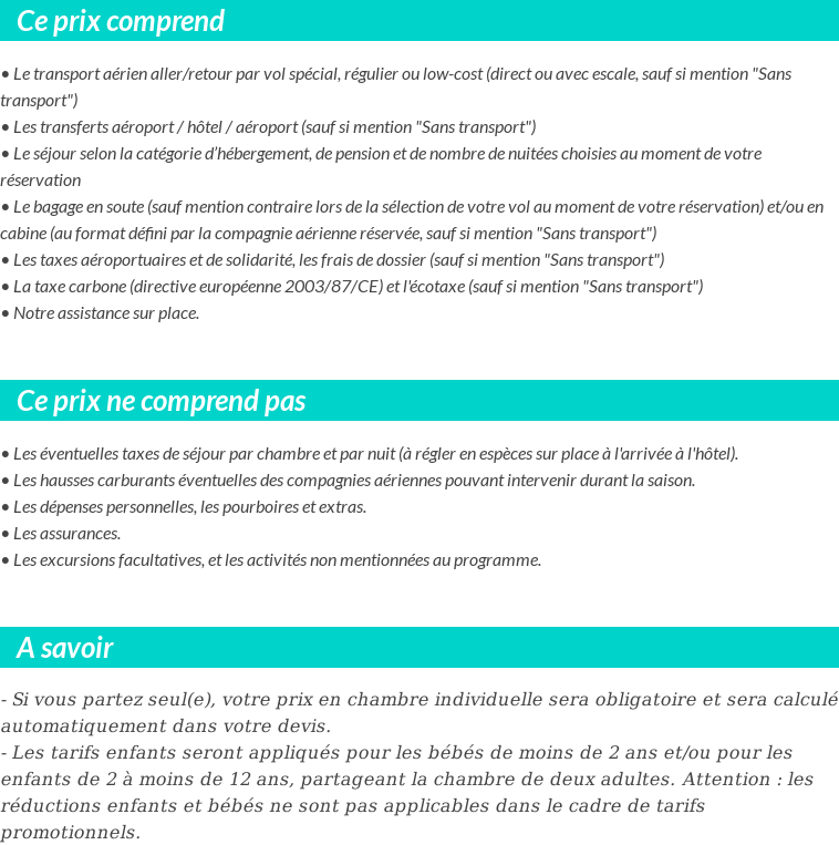 Conditions tarifaires