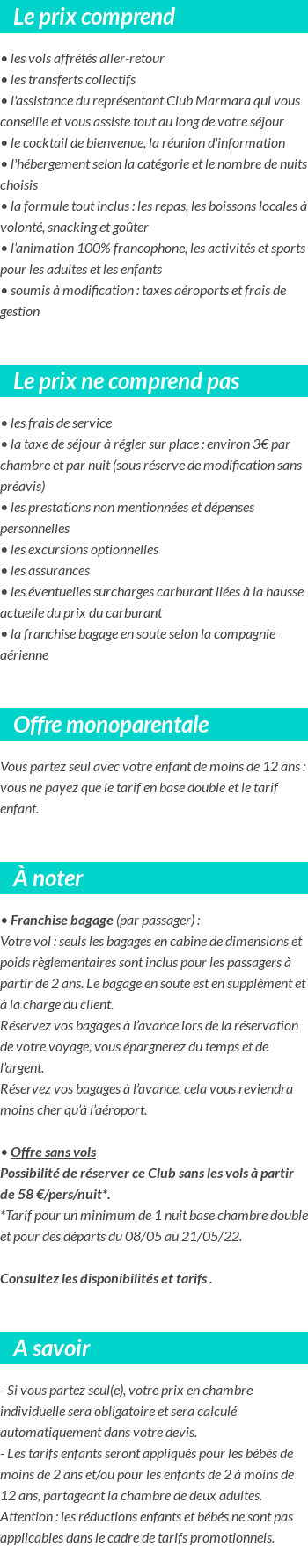 Conditions tarifaires