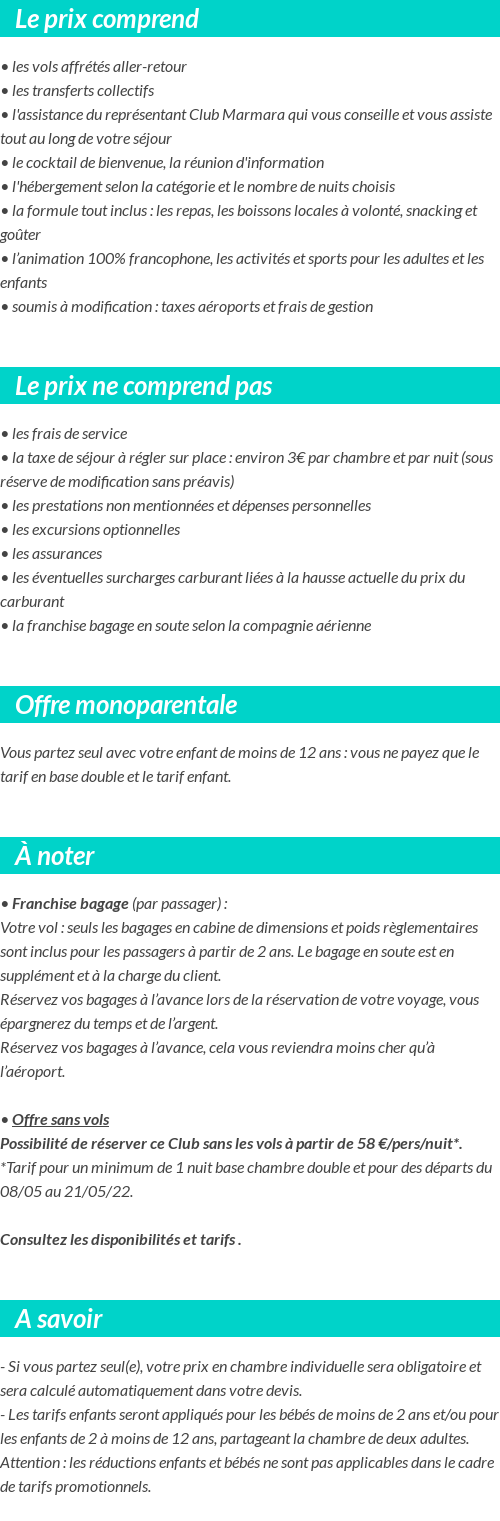 Conditions tarifaires
