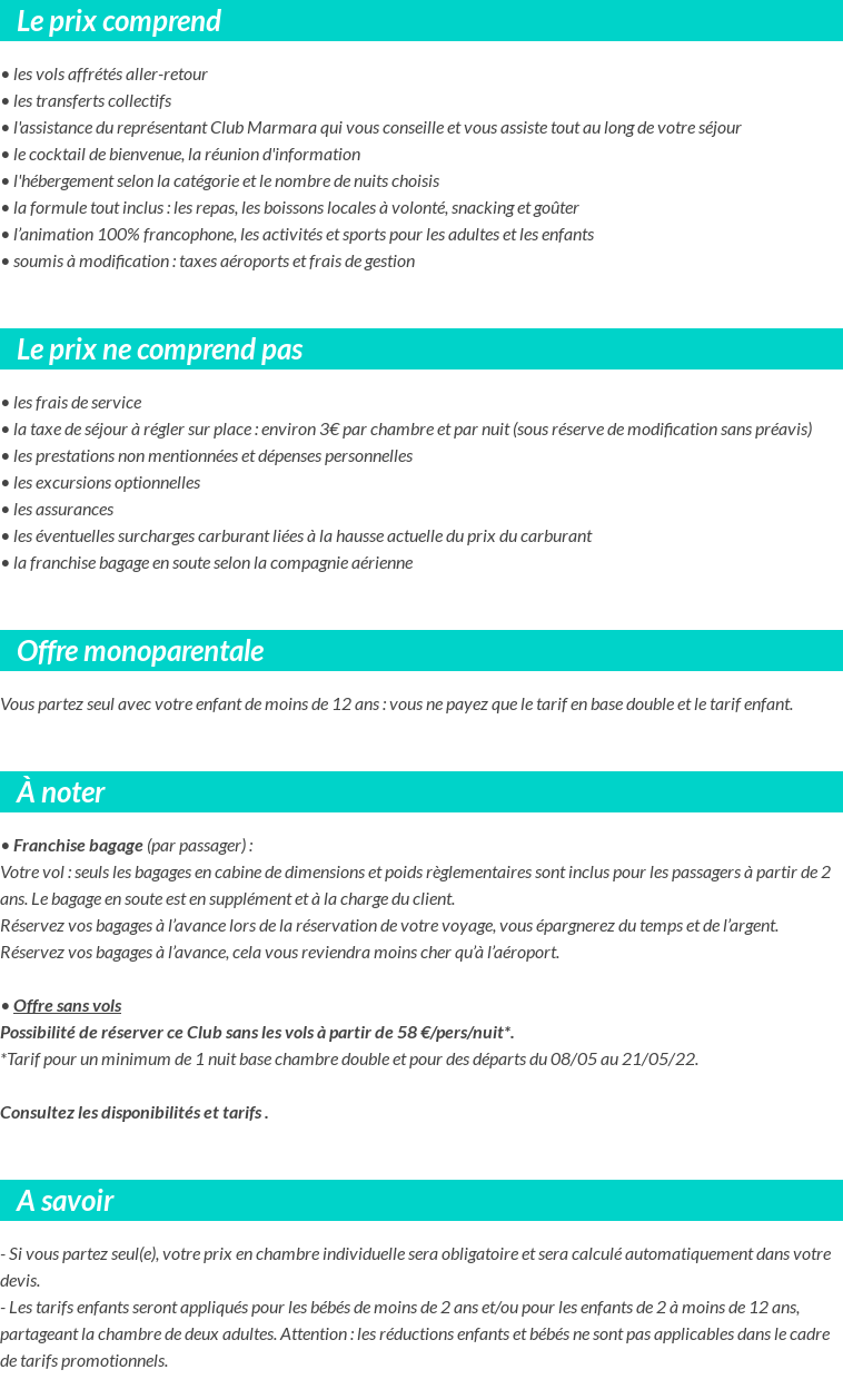 Conditions tarifaires