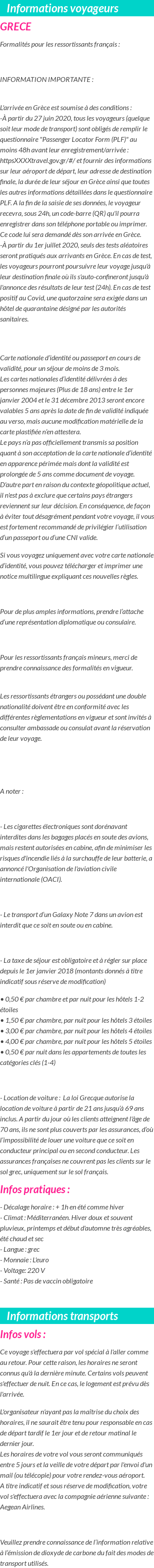 Formalités et infos voyageurs