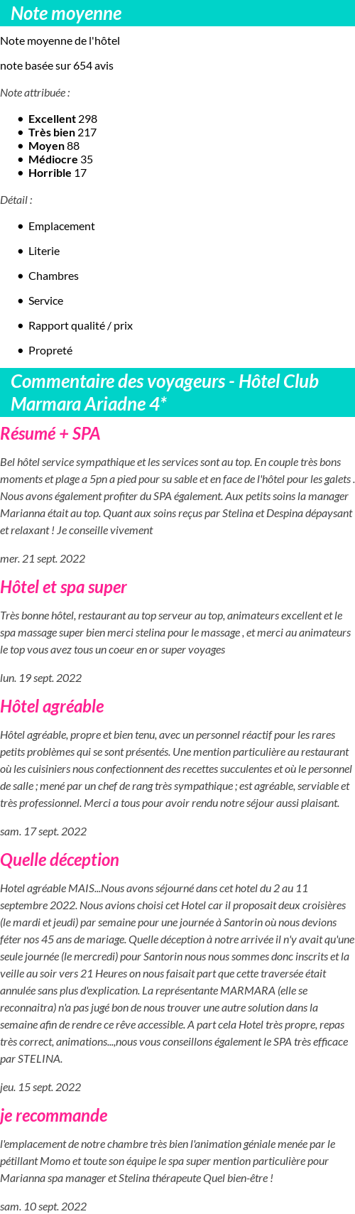 Avis clients