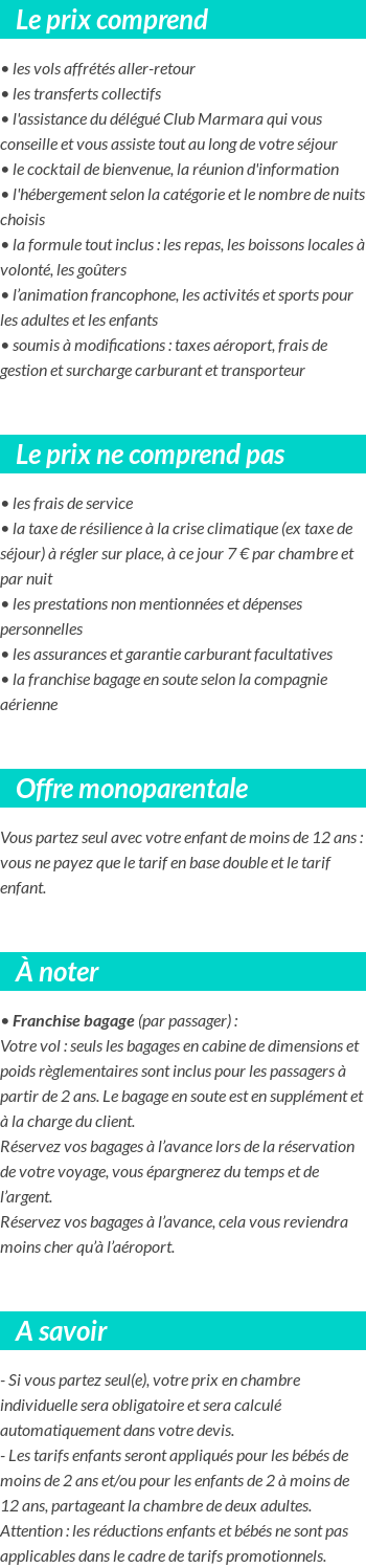 Conditions tarifaires