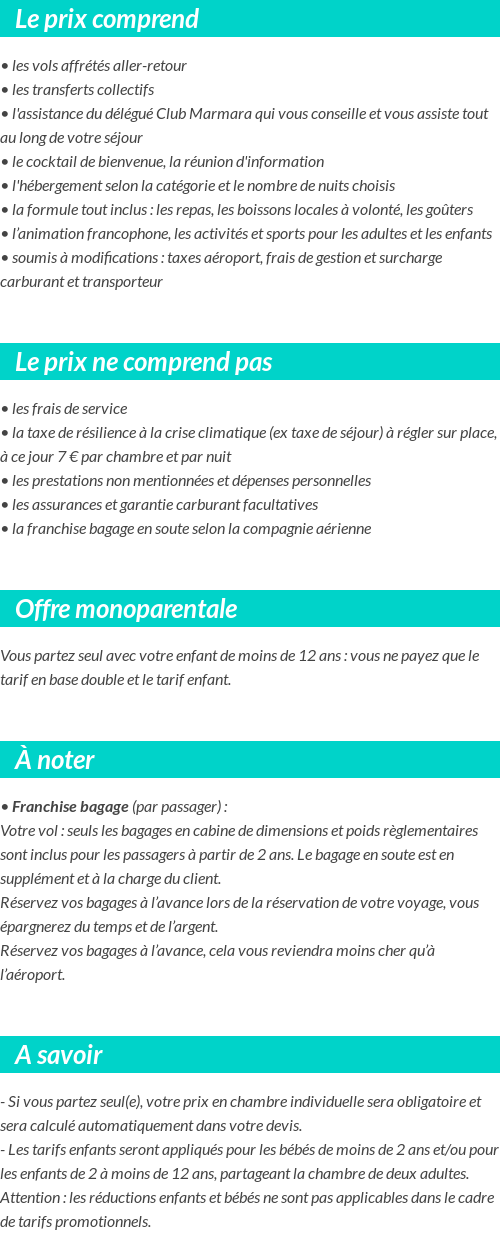 Conditions tarifaires