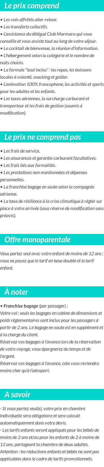 Conditions tarifaires