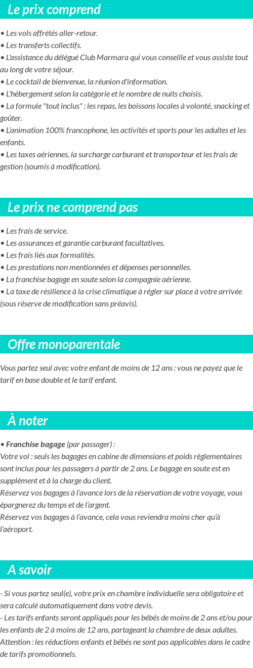 Conditions tarifaires