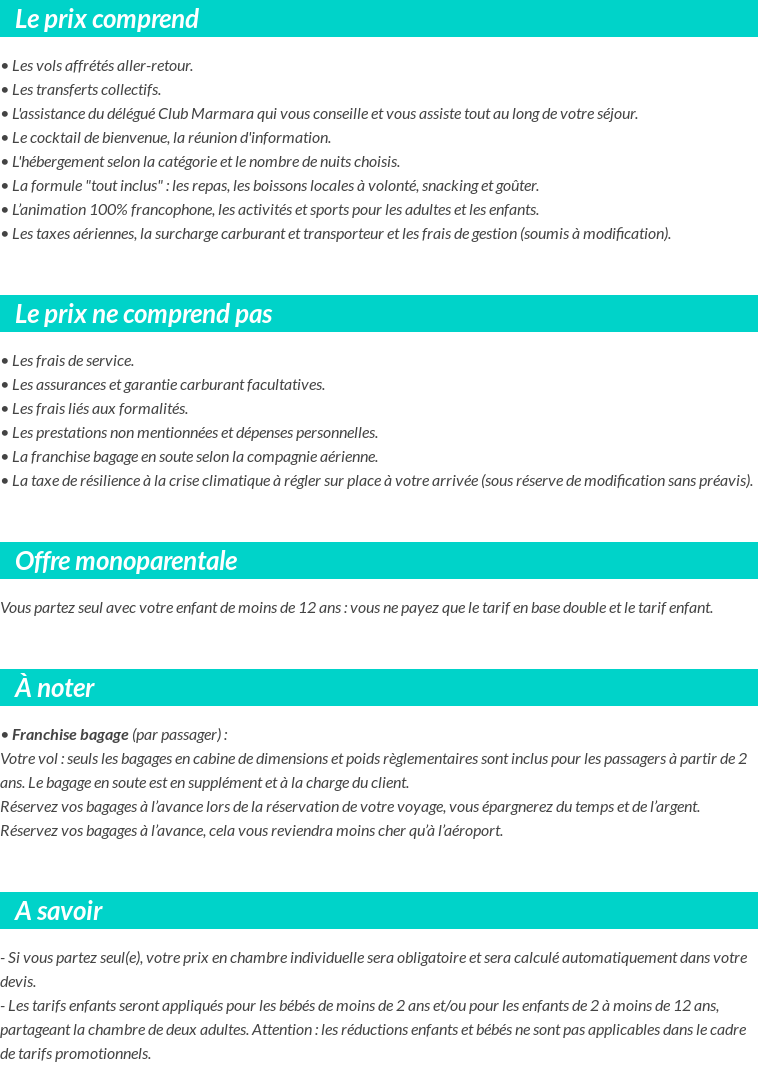 Conditions tarifaires