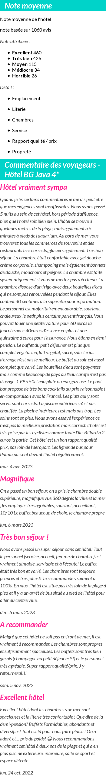 Avis clients