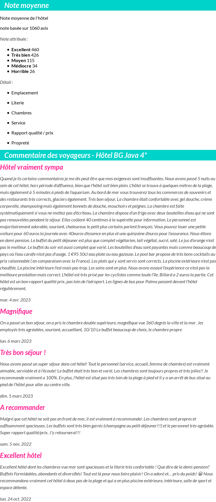Avis clients