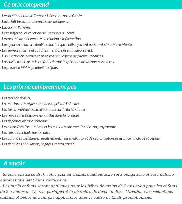 Conditions tarifaires
