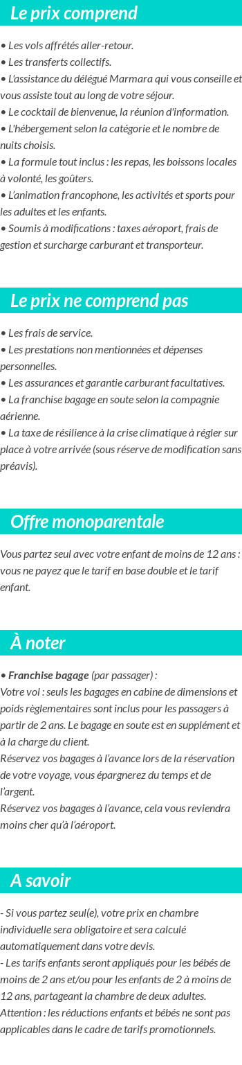 Conditions tarifaires