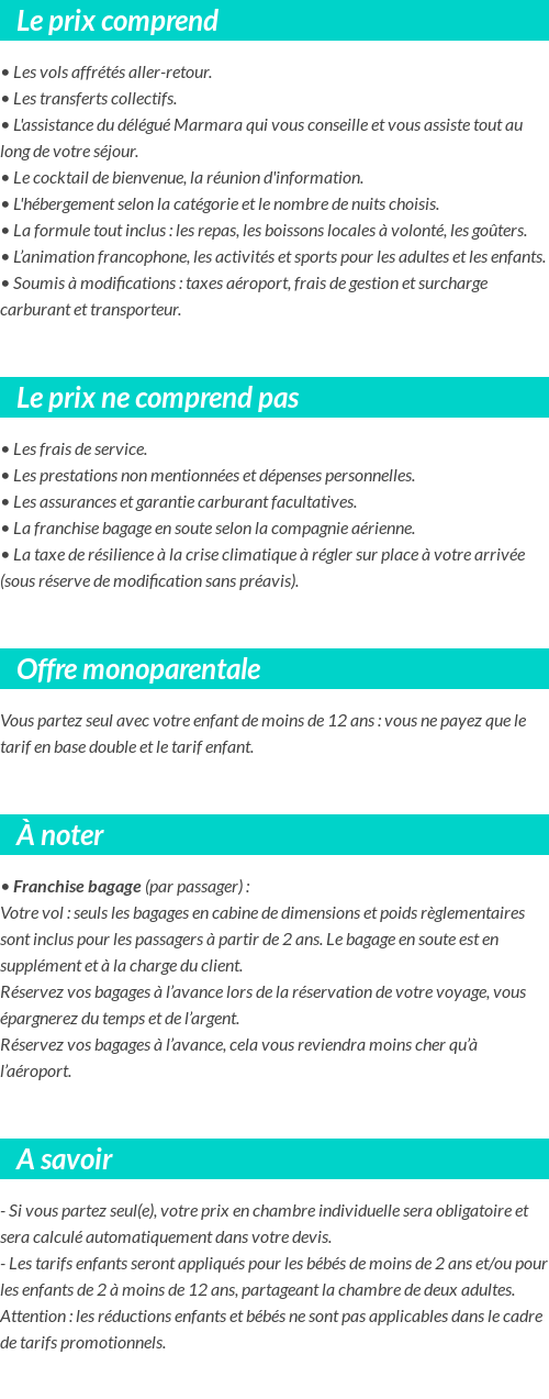 Conditions tarifaires