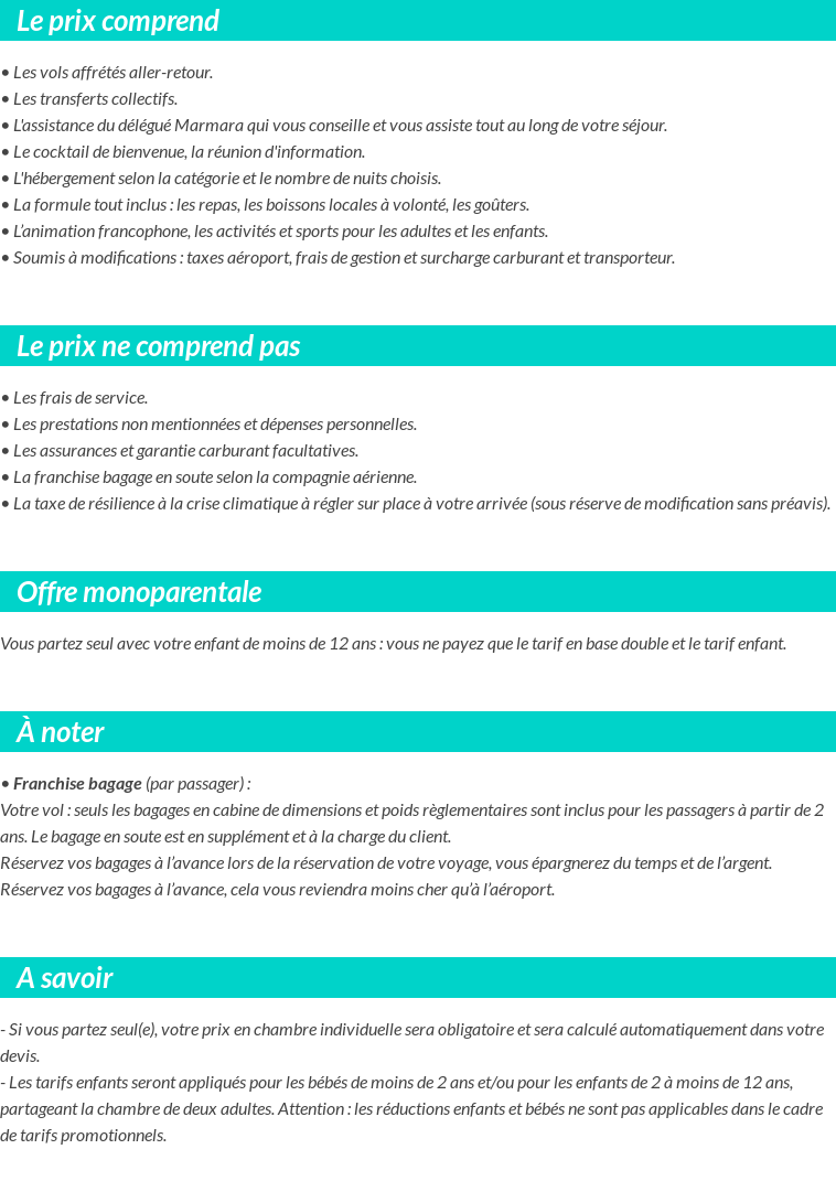 Conditions tarifaires