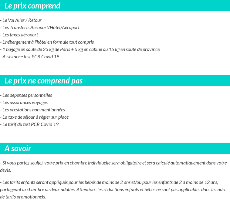 Conditions tarifaires