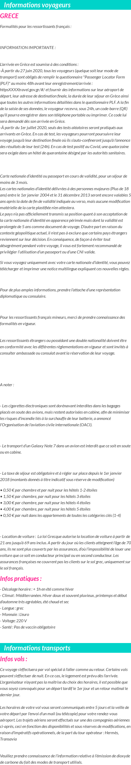 Formalités et infos voyageurs